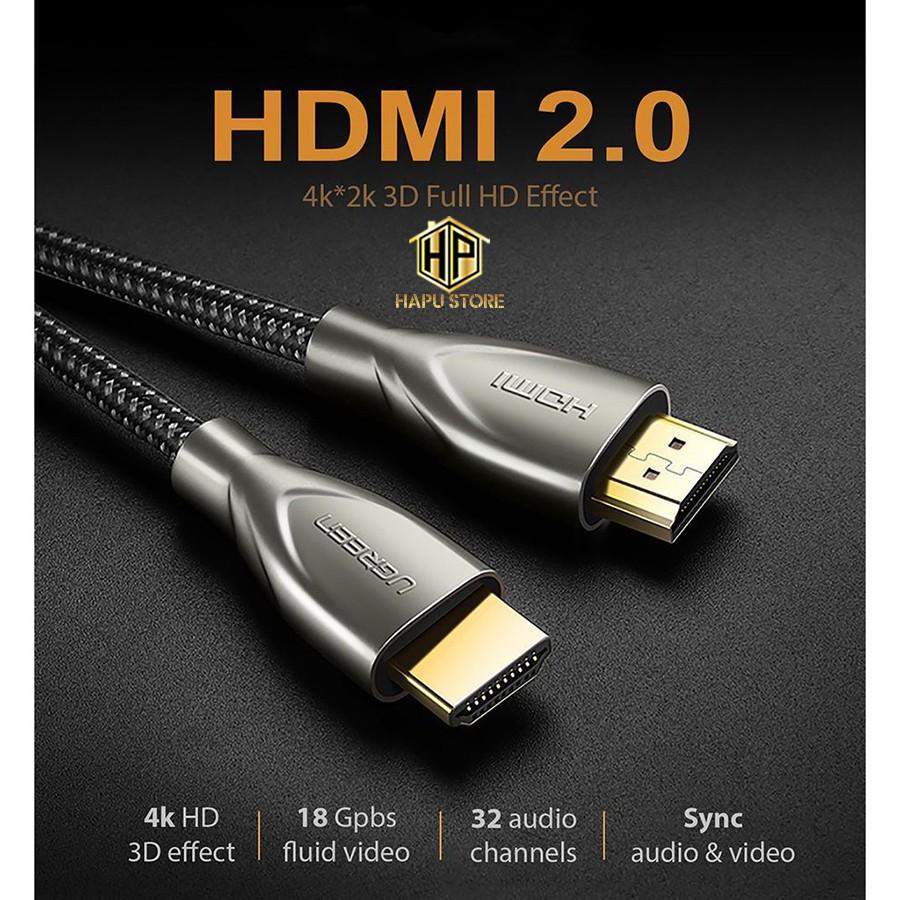 Cáp HDMI 2.0 dài 2M Carbon cao cấp Ugreen 50108 chính hãng - Hàng Chính Hãng