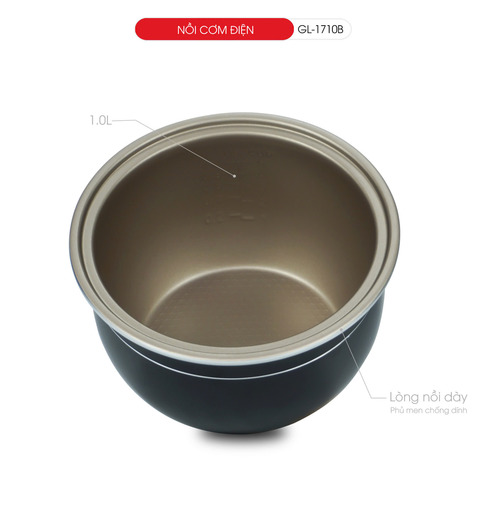 Nồi cơm điện Gali GL-1710B 1 lít. Hàng chính hãng, bảo hành 24 tháng.