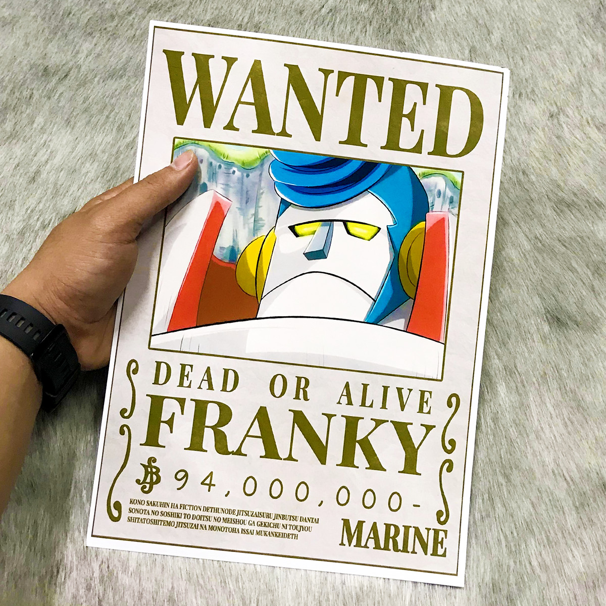 Poster One Piece Franky Mới Nhất, Poster Lệnh Truy Nã Franky (Hình dán tường tiện lợi, Chất lượng Full HD)