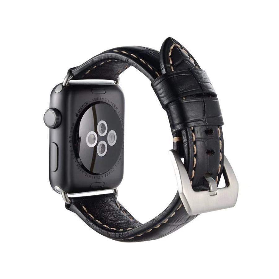 Dây da đeo thay thế cho Apple Watch 42mm/ 44mm Kakapi da bò thật (Vân) - Hàng chính hãng