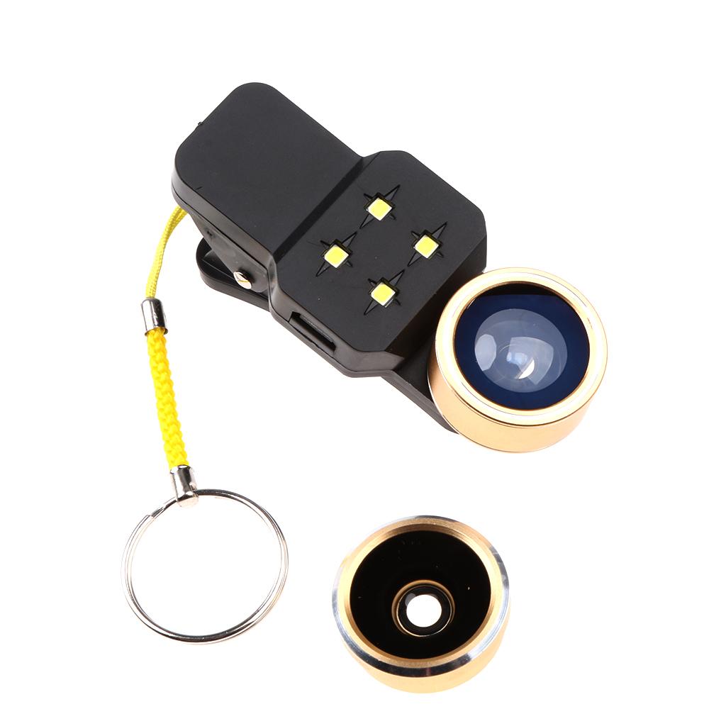 Clip On Camera Lens with LED Light for Mobile Phone/Tablet
