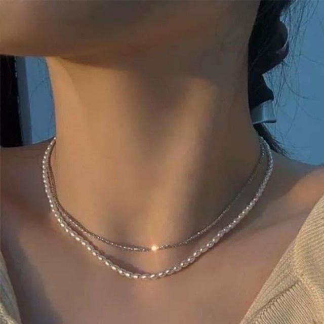 Siêu phẩm choker dây đôi mix - Bạc Nomi