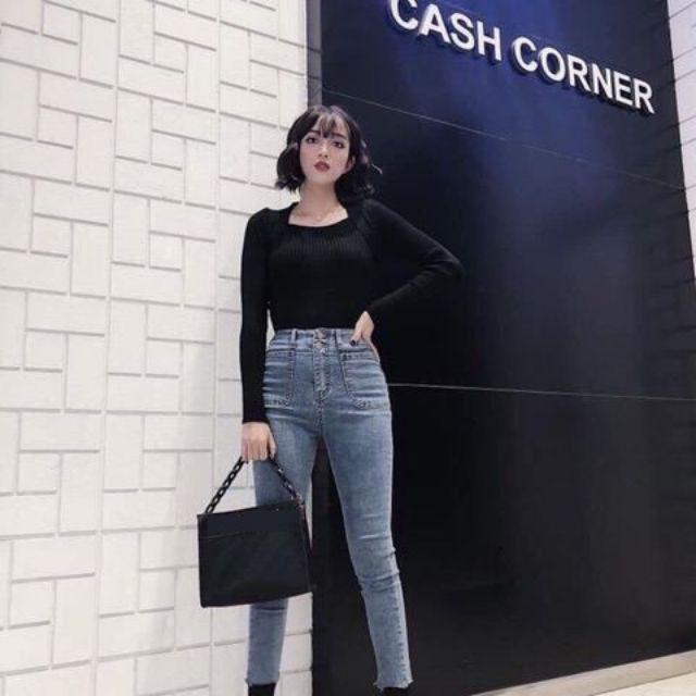 QUẦN BÒ JEAN 2 CÚC TÚI VUÔNG - CẠP CAO