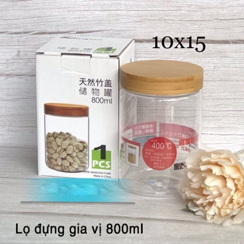 Lọ, Bình thủy tinh đựng gia vị, đồ khô - Nắp xoáy - 800ml