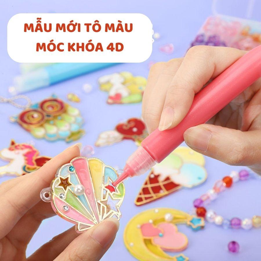 Tranh Vẽ 3D Dạng Gel Phiên Bản Tô Màu Móc Khóa 4D Vòng Tay Vòng Cổ Cho Bé