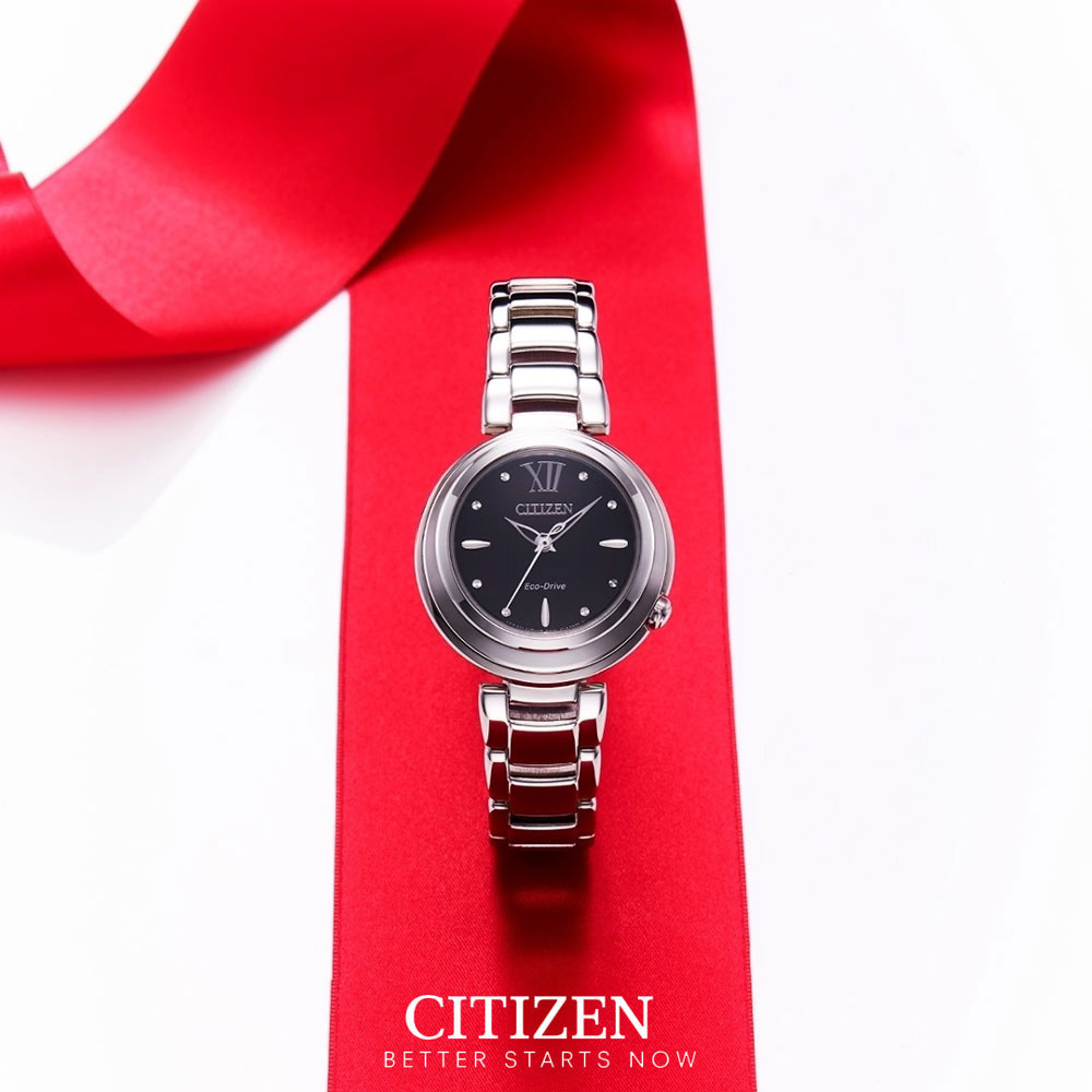 Đồng Hồ Nữ Citizen Dây Thép Không Gỉ EM0331-52E - Mặt Đen