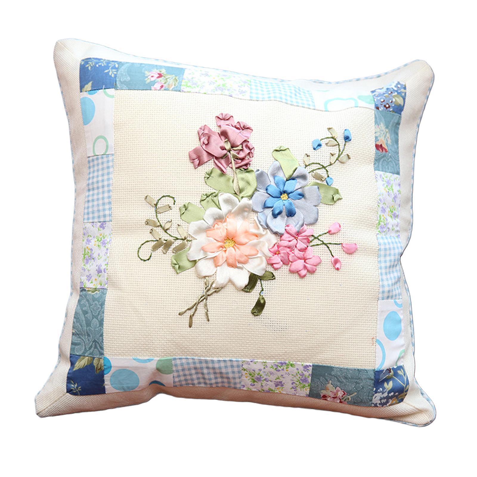 Embroidery Pillow Covers Sewing Craft Floral Pattern for Wedding Bedroom