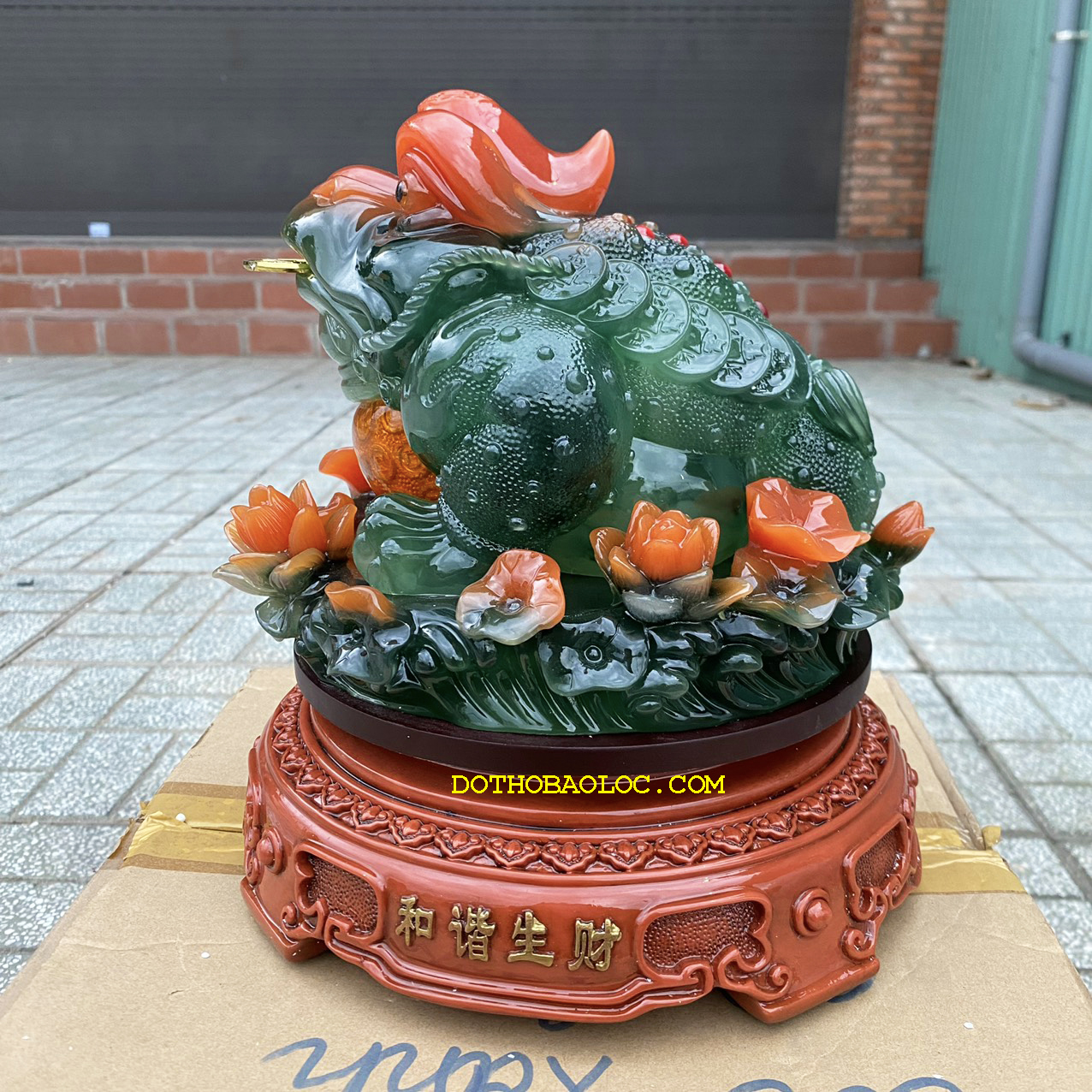 Thiềm thừ phong thủy màu xanh Cao 28cm – Cóc ba chân