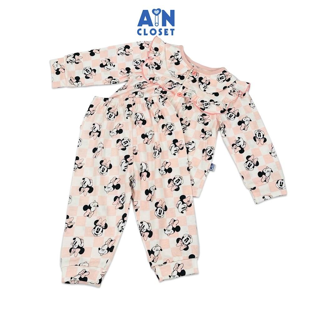 Bộ quần áo Dài bé gái họa tiết Chuột Hồng thun cotton - AICDBGKPQTUZ - AIN Closet