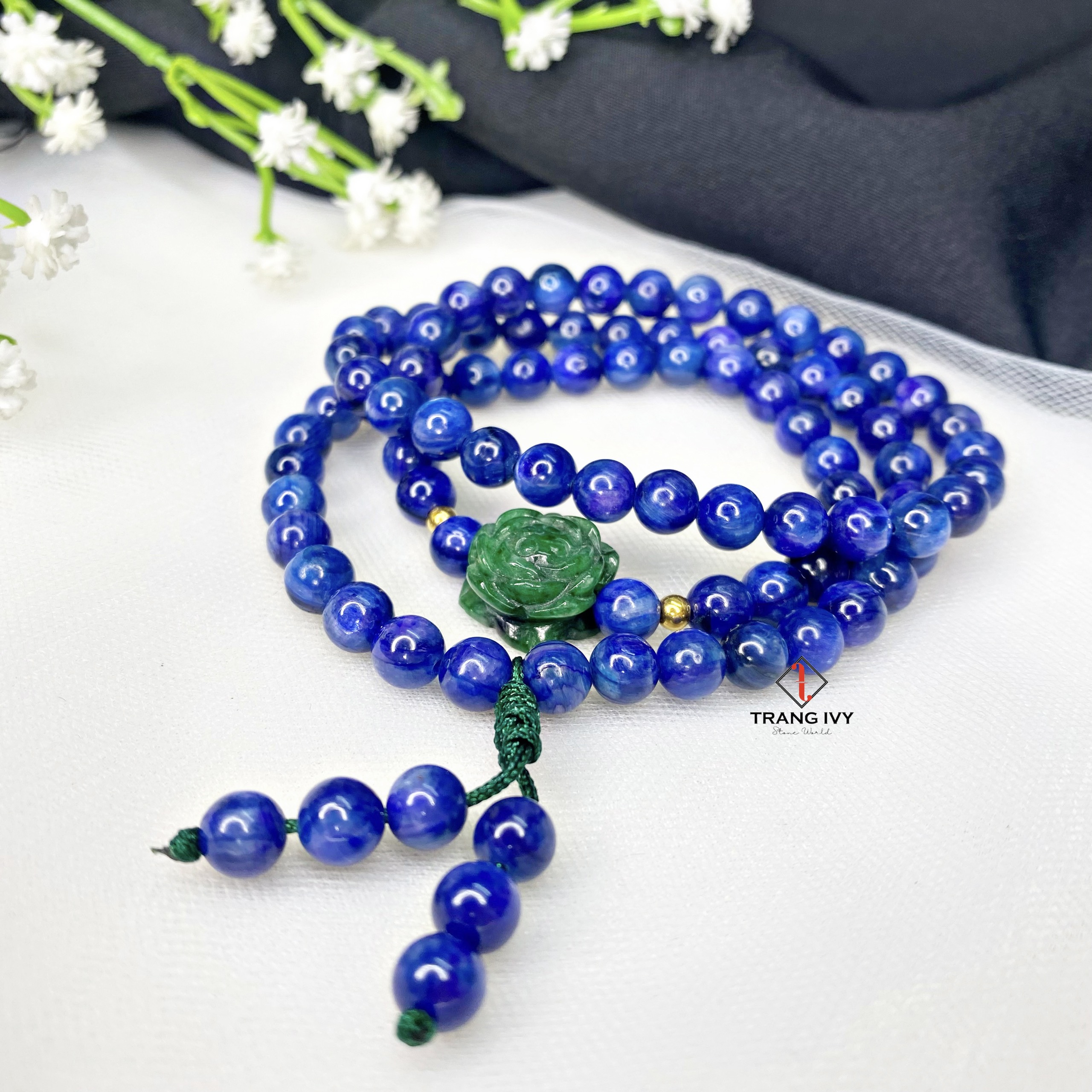 Vòng Tay Kyanite Mix Charm Hoa Mẫu Đơn