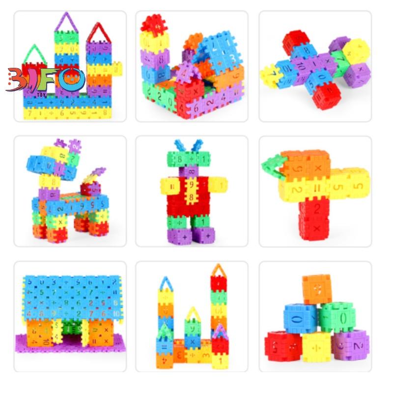 Bộ 50 khối nhựa xây dựng Building block 4x4cm siêu thú vị đồ chơi lắp ghép xếp hình nhiều màu sắc cho bé