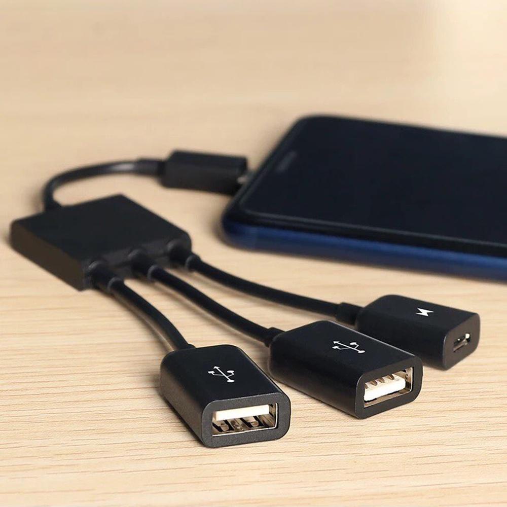 3 in1 Micro OTG Cổng USB Trò Chơi Bàn Phím Chuột Bộ Chuyển Đổi Cáp Cho Máy Tính Bảng Android Đen