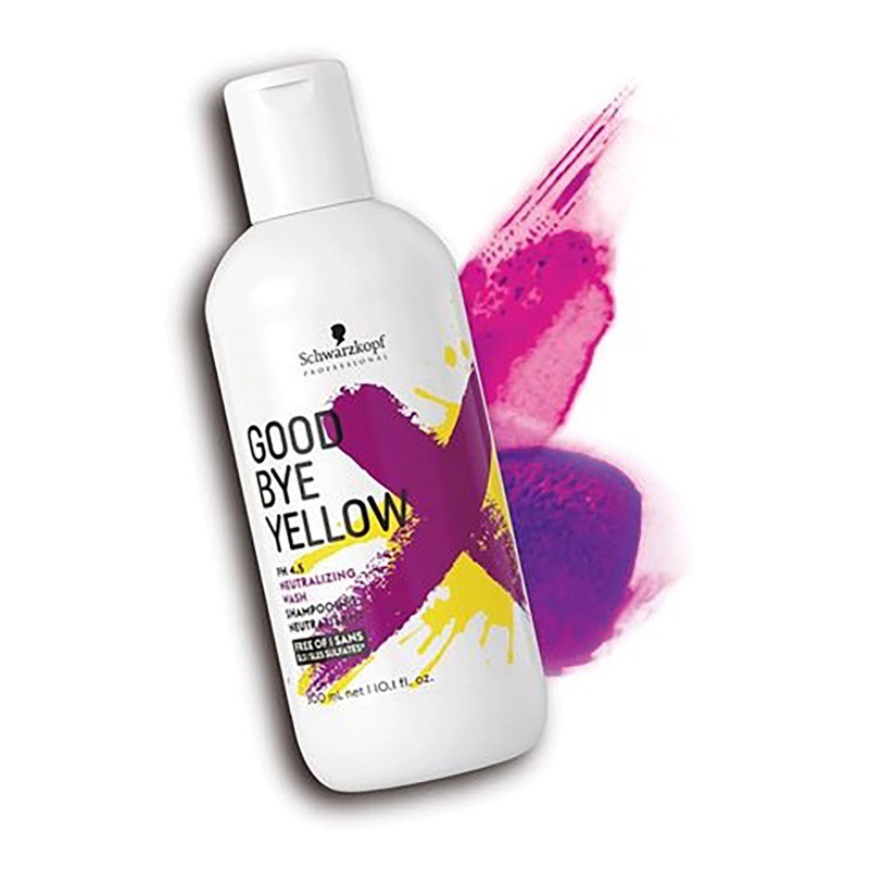 Dầu gội tím khử ánh vàng cho tóc trắng bạch kim Schwarzkopf Goodbye Yellow PH 4.5 Neutralizing Wash Shampooing 300ml