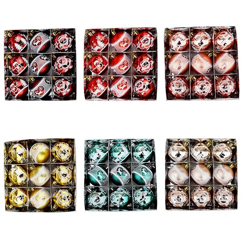 Set 9 quả châu 6cm trang trí cây thông giáng sinh năm mới