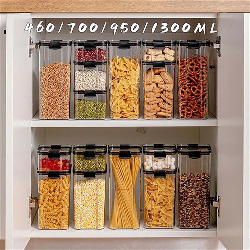 Food Storage Container with Airtight Lids Kitchen Rice Dispenser Spices Baking Flour Organizer Case Indoor