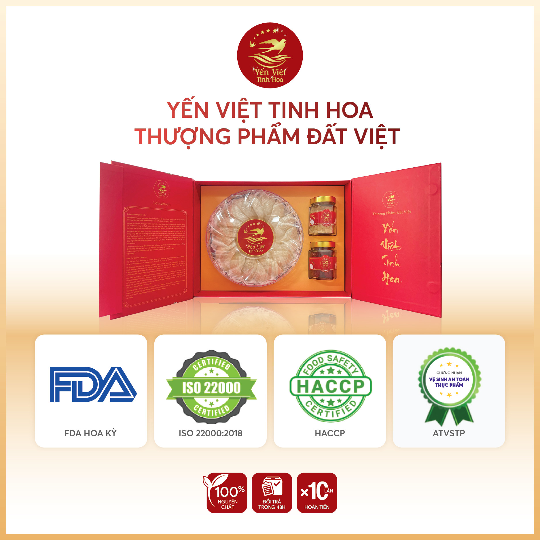 Tổ yến Tinh chế thượng hạng 100 gram Yến Việt Tinh Hoa - Hàng chính hãng