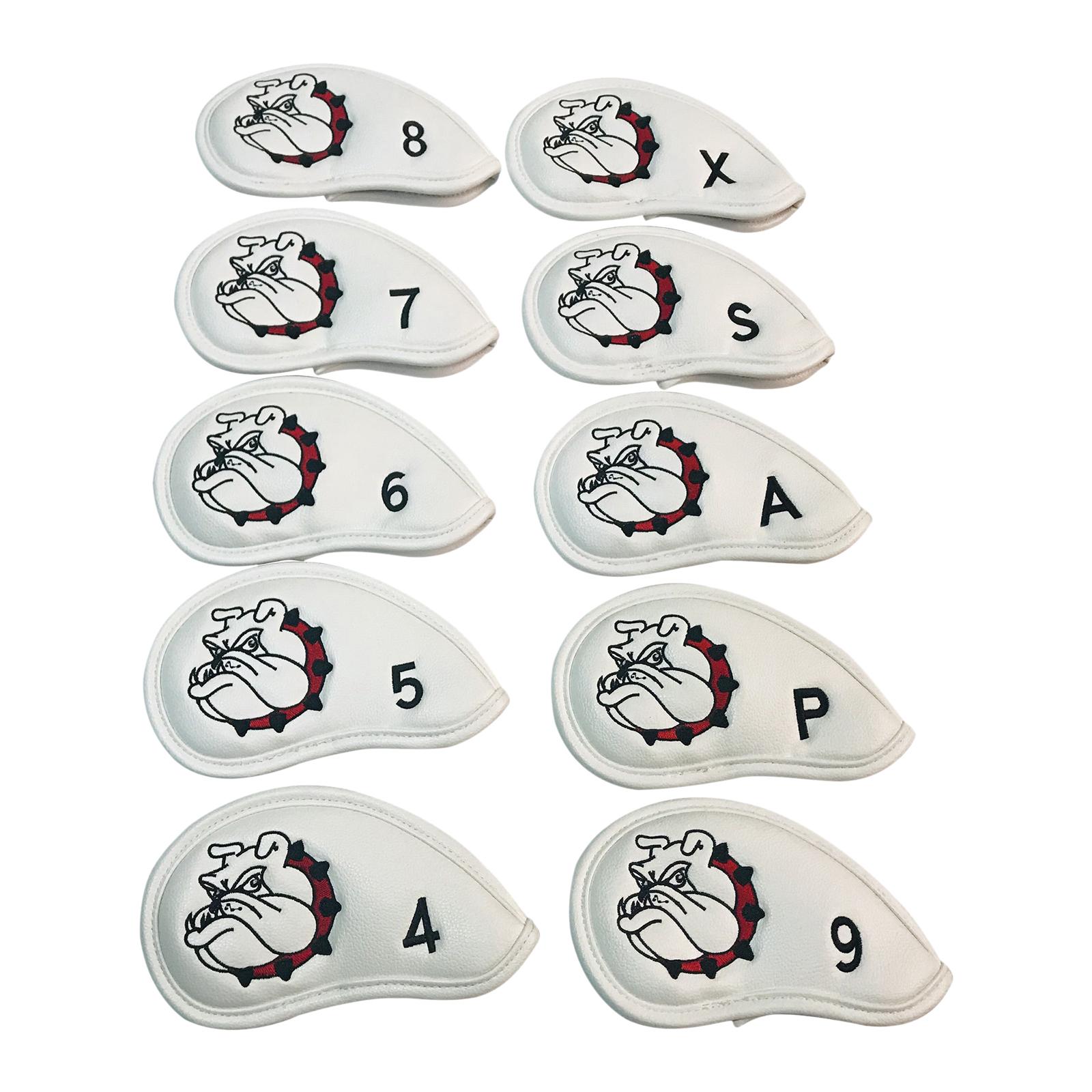 10Pcs/Pack PU Golf Iron Covers Set Golf Club Head Cover Fit Most Irons, 17x9.6cm