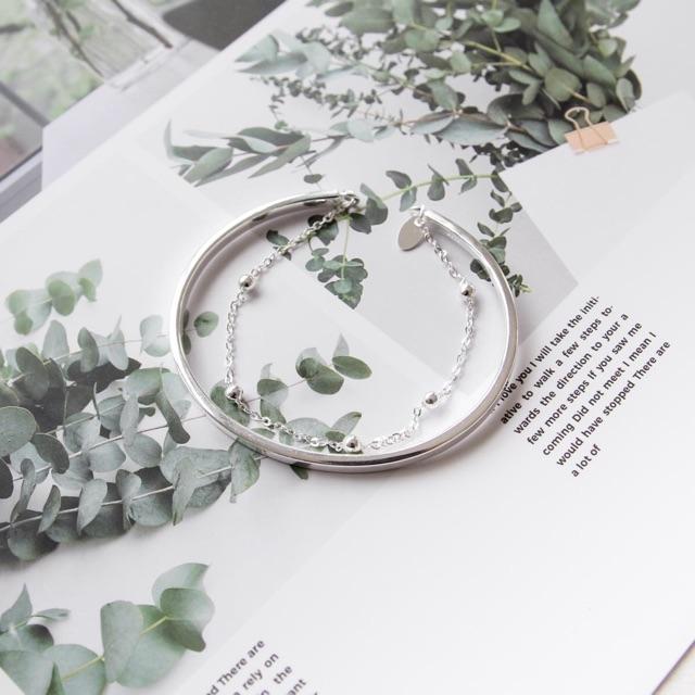 Lắc tay trơn mix dây xích