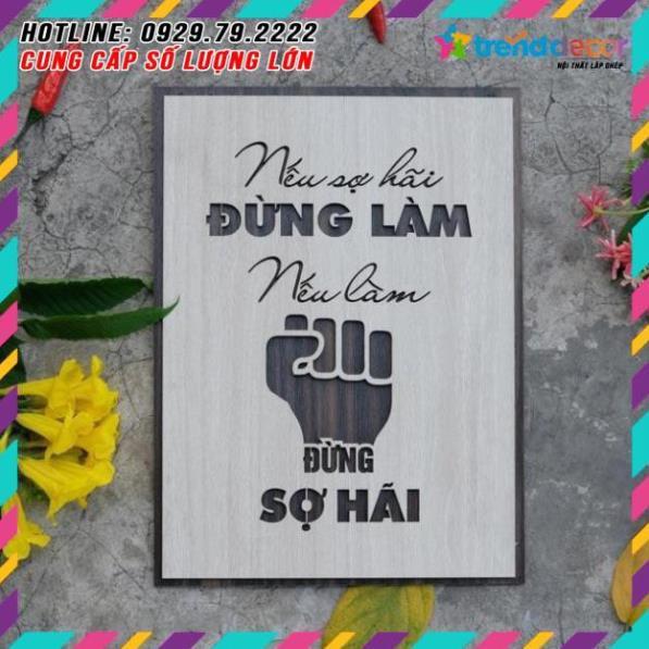 Tranh Slogan nội dung tạo động lực làm việc bằng Gỗ TBIG020