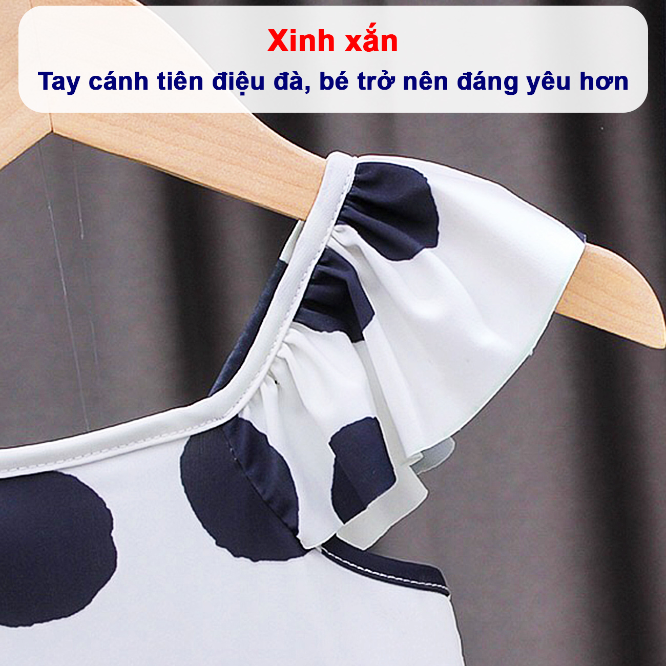 Bikini cho bé 5-25kg họa tiết chấm bi Baby-S, Đồ bơi bé gái liền thân cánh tiên xinh xắn – SDB019