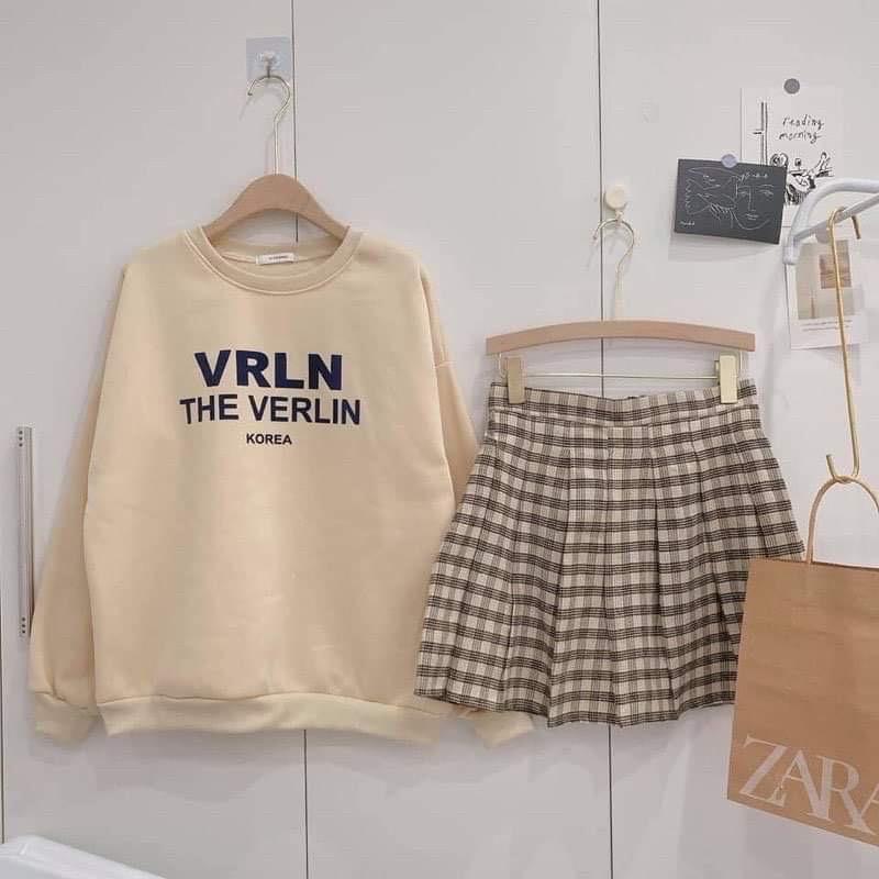Set nỉ sweater kèm chân váy Nữ -Bộ màu nude basic xinh xắn, dễ thương phong cách hàn quốc Ullzang