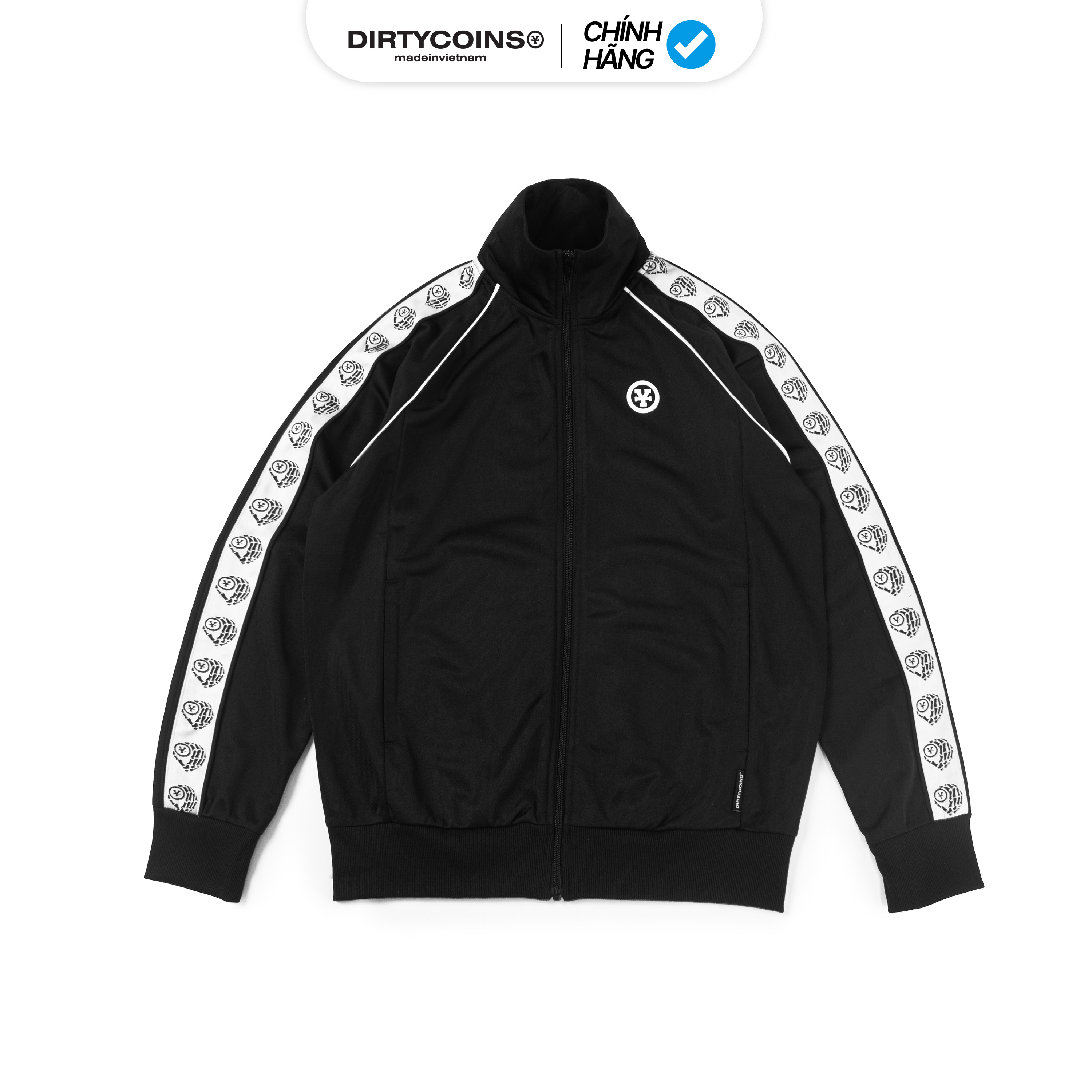 Áo Khoác DirtyCoins Logo Striped Track Jacket - Black