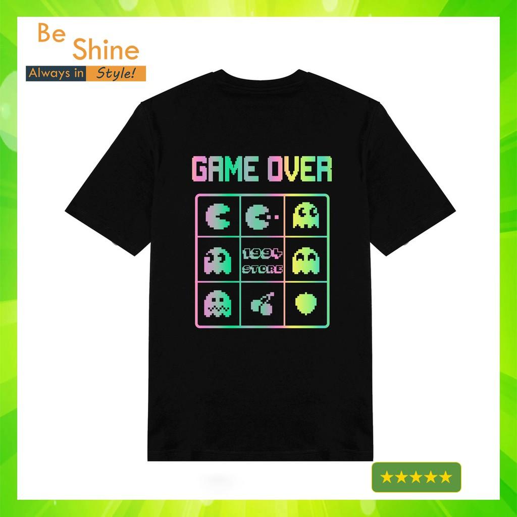 Hình ảnh Áo Thun Unisex Hình Game Over Phản Quang 7 Màu Form Rộng Thời Trang Nam Nữ Phong Cách Hàn Quốc