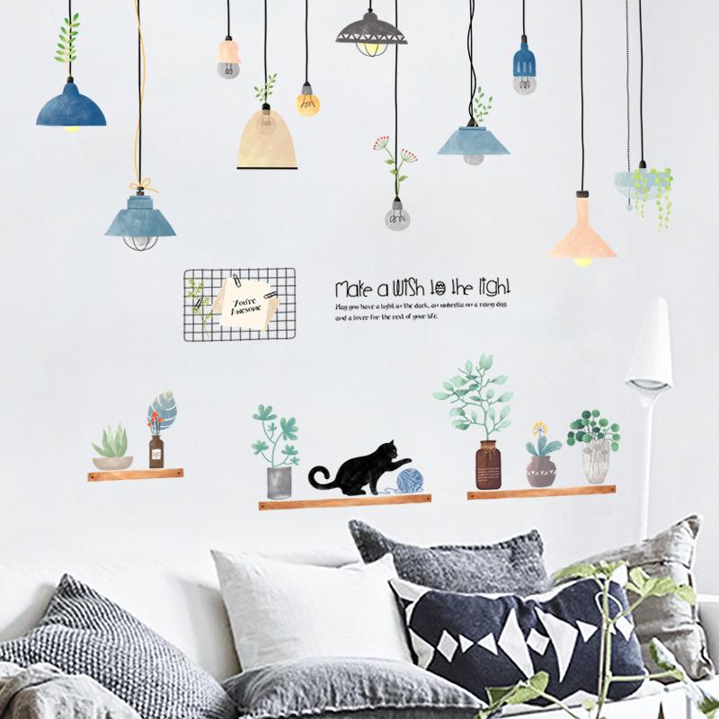 Sticker Dán Tường Họa Tiết Hình Chậu Cây Dùng Trang Trí Phòng Ngủ