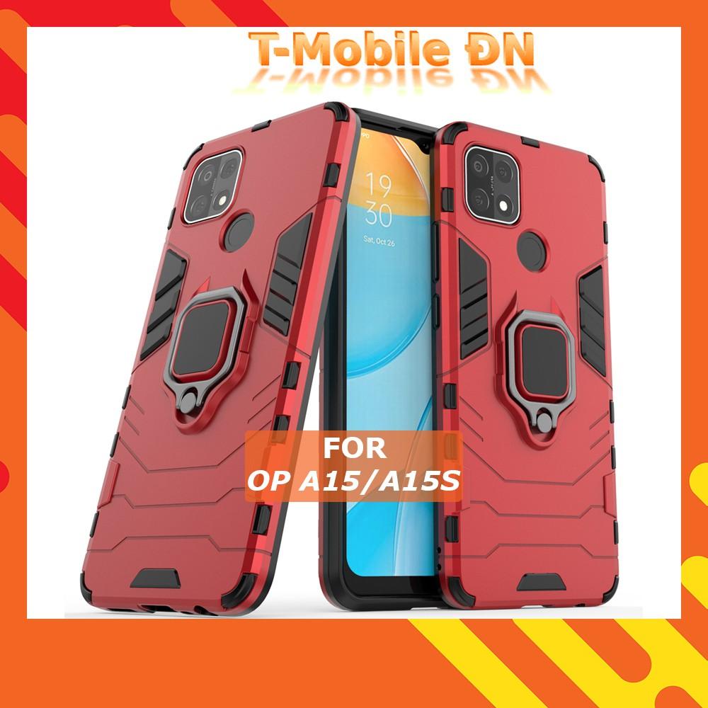 Ốp lưng cho Oppo A15 A15s iron - man chống sốc kèm nhẫn xoay chống xem video bảo vệ camera