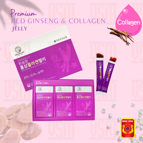 Thạch Hồng Sâm Collagen Phân Tử Thấp - Ginseng House Hộp 200g (10 gói)