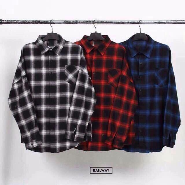 Áo Flannel sơ mi sọc caro đen trắng shopmap