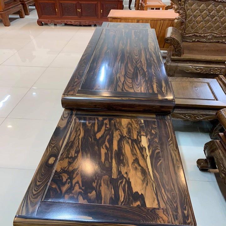 Kệ tivi mõ lồi đồng tiền 2m40 gỗ mun hoa Lào