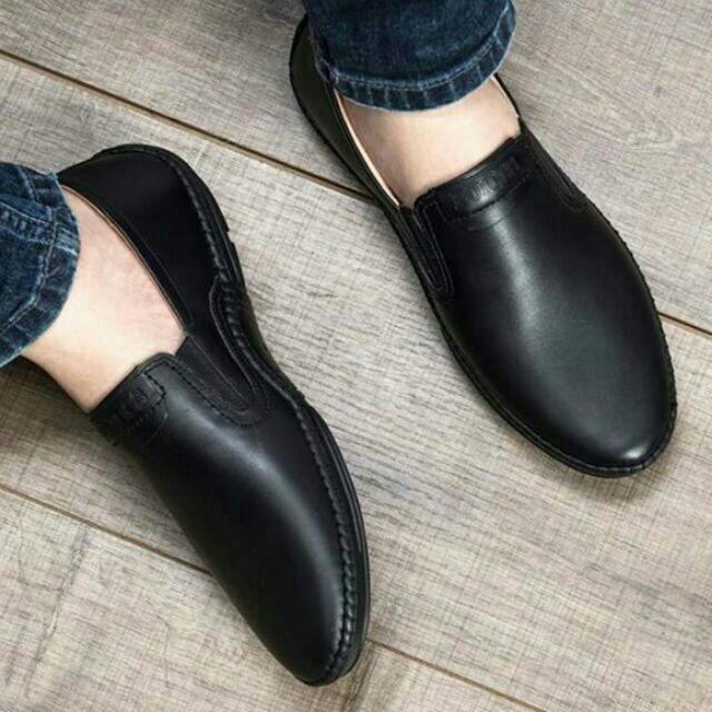 GIÀY DA NAM CÔNG SỞ - CHẤT LIỆU DA BÒ 100% - ĐẾ CAO SU KHÂU BỀ BỈ - HANG VIỆT NAM - MÀU ĐEN