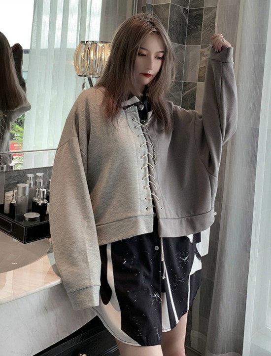 Áo sweatshirt oversize phối màu thắt dây Mã: AX4063