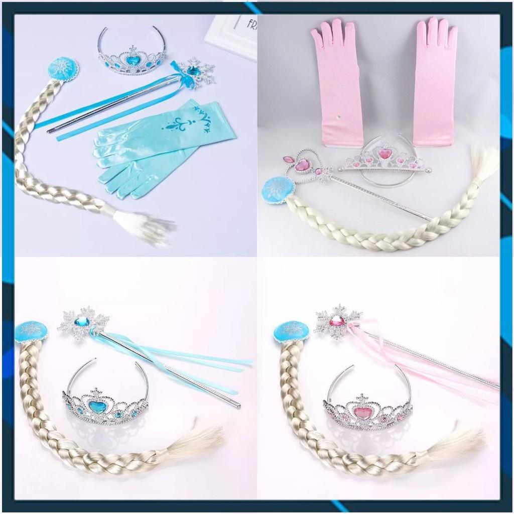 Set Phụ Kiện Vương Miện, Gậy Phép, Bao Tay, Đuôi Tóc Công Chúa Elsa