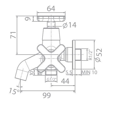 Vòi tắm sen lạnh American Standard- Winston  WF-T703 (FFAST703) gắn tường (chưa bao gồm tay và dây sen)