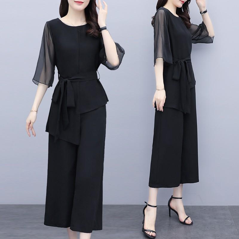 Bộ Đồ Nữ Đen Trung Niên Thời Trang AB40 - Hàng Quảng Châu Cao Cấp