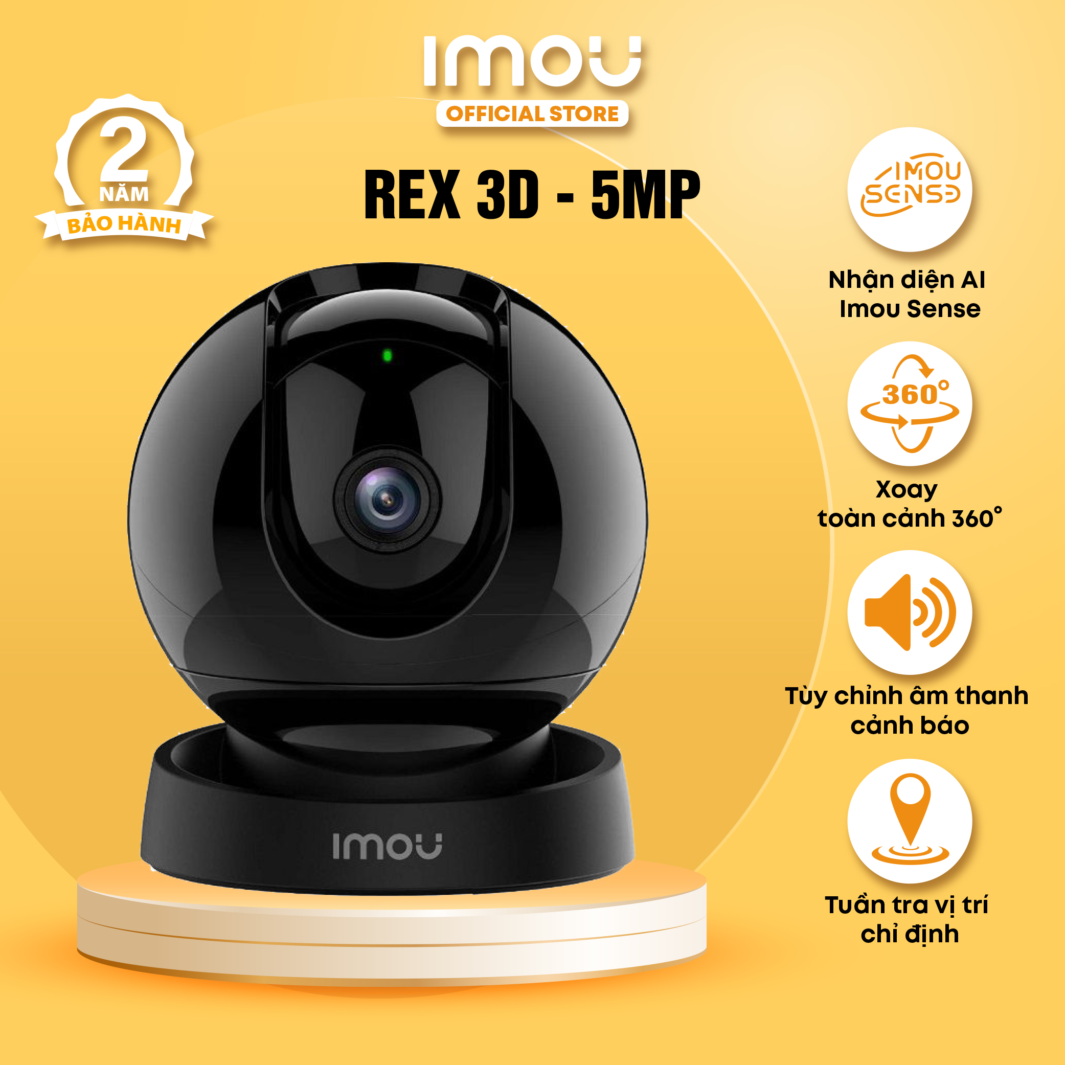 Camera Wifi Imou Rex 3D I IPC-GS2DP-5K0W I Tích hợp AI phát hiện người và vật nuôi I Tua theo điểm | Hàng chính hãng