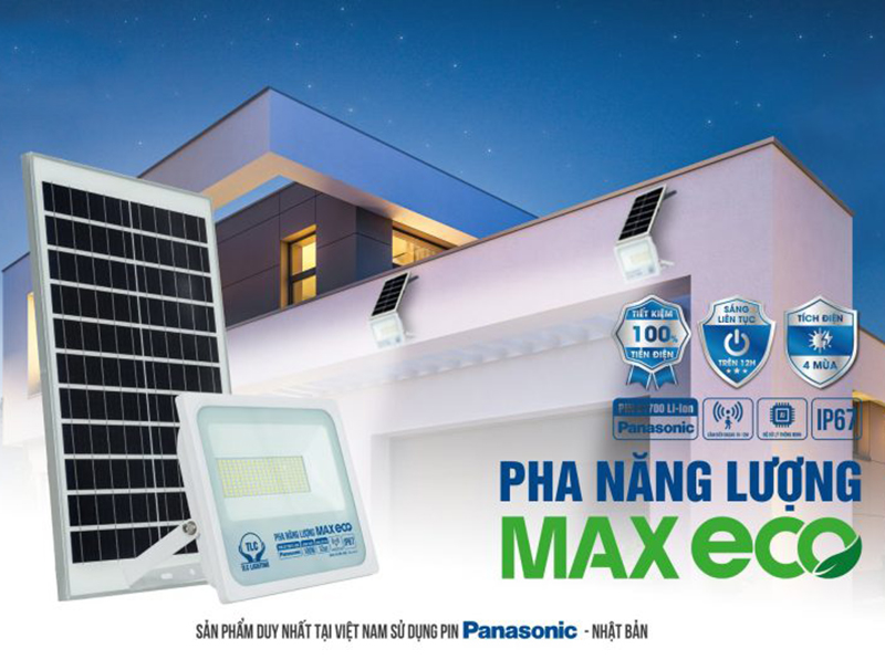 Đèn pha led năng lượng mặt trời Max Eco TLC 50W, HÀNG CHÍNH HÃNG, Công suất 50W, Dung lượng pin 20.000mAH