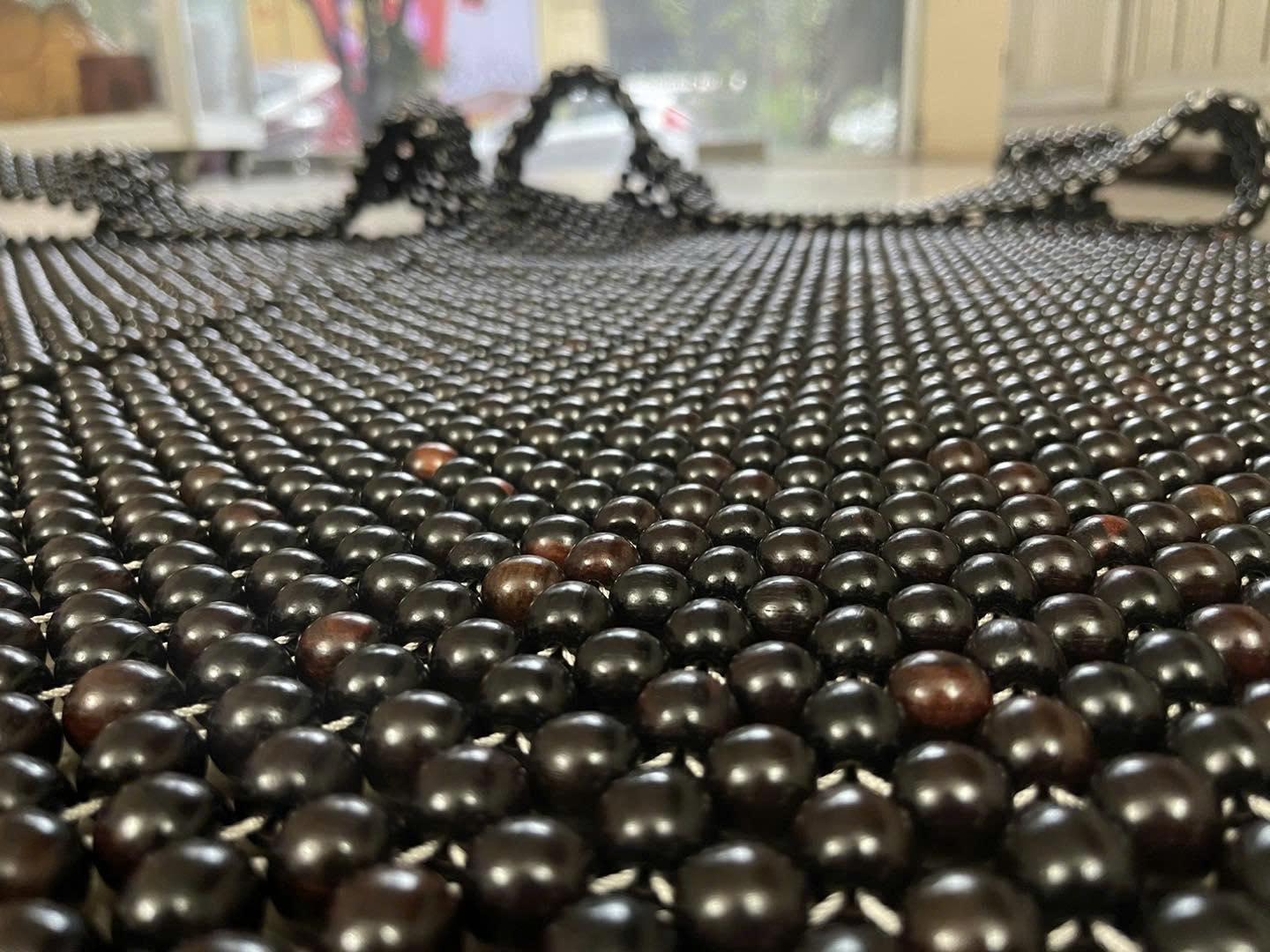 Chiếu Hạt Gỗ Cẩm Lai Cao Cấp - Kích Thước 1,2mx1,9m , Hạt Gỗ 100% Tự Nhiên , Dây Đan Chiếu Loại Dây Dù Cao Cấp Của Nga