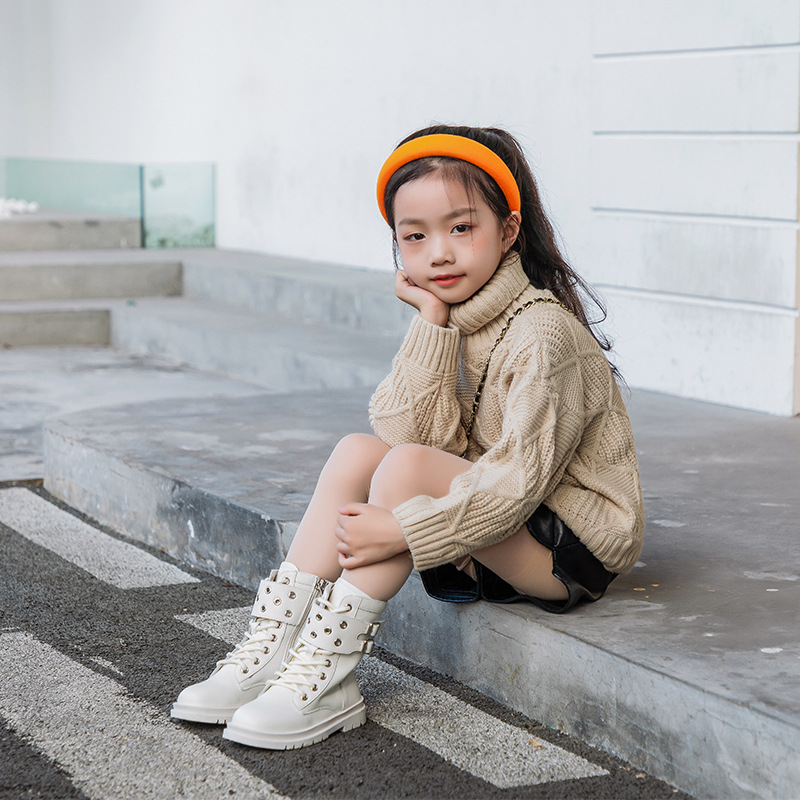 Giày bốt boots cổ cao cho bé gái phong cách Hàn Quốc đẹp diện đi chơi đi tiệc size 26-37 hàng Quảng Châu cao cấp
