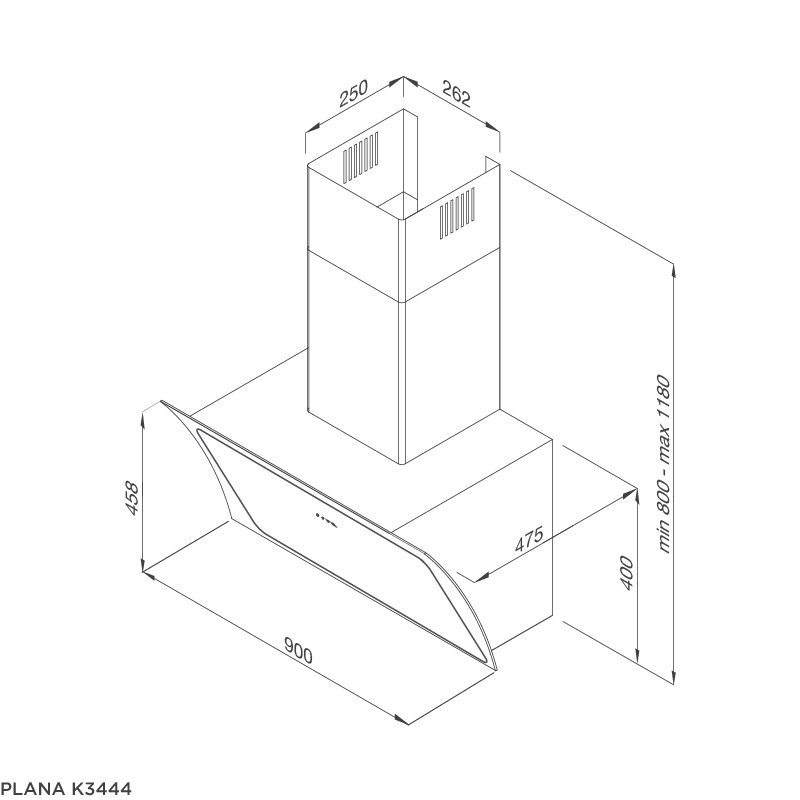 Máy hút khói, khử mùi Plana K3444 - Tặng Bộ đồ dùng nhà bếp 5 món MJA-1495 + Chảo không dính SA-02 - Hàng chính hãng