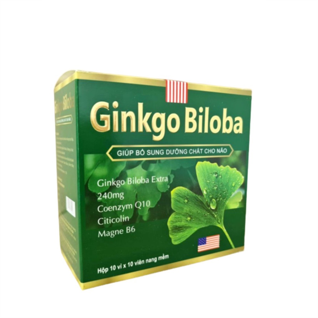 Hoạt huyết dưỡng não ginko Biloba 240mg tăng cường tuần hoàn não, Viên uống bổ não- Hộp 100 viên