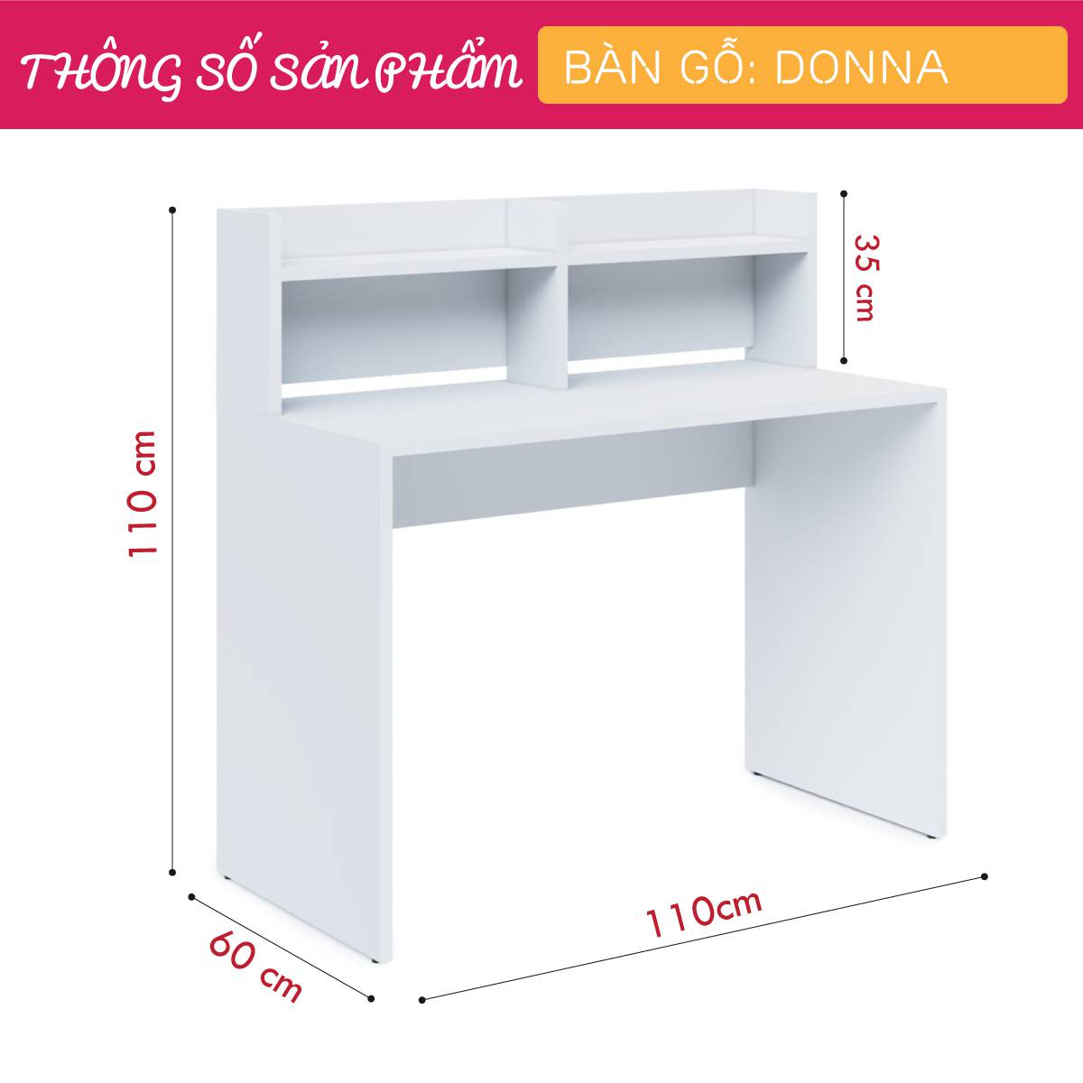 Bàn máy tính liền giá sách SMLIFE Donna
