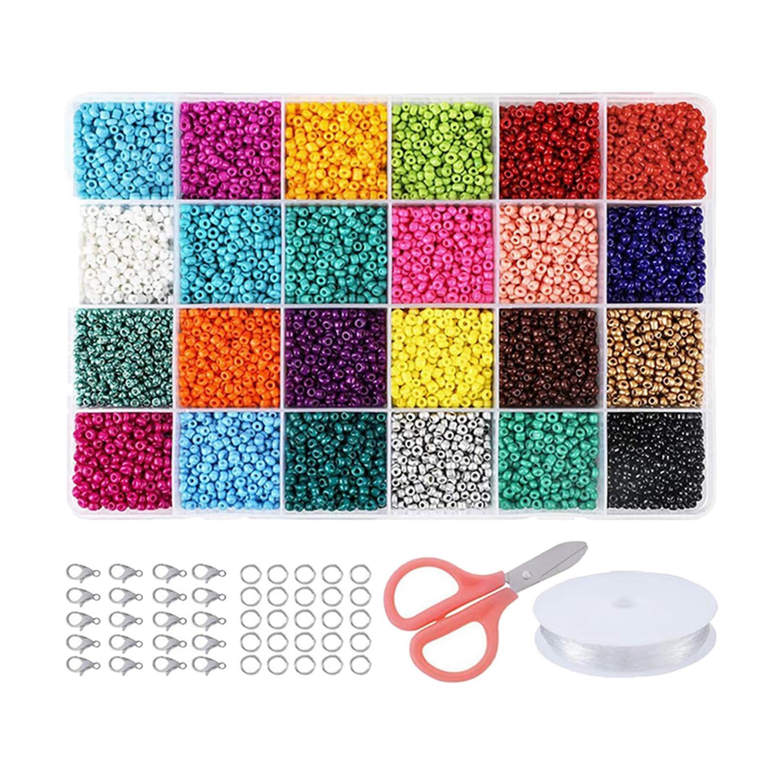 Glass Beads for Jewelry Making , Spacer Beads 24 Colors Small Beads, Tiny Beads Set for DIY Bracelets Necklaces Earring Making Crafts