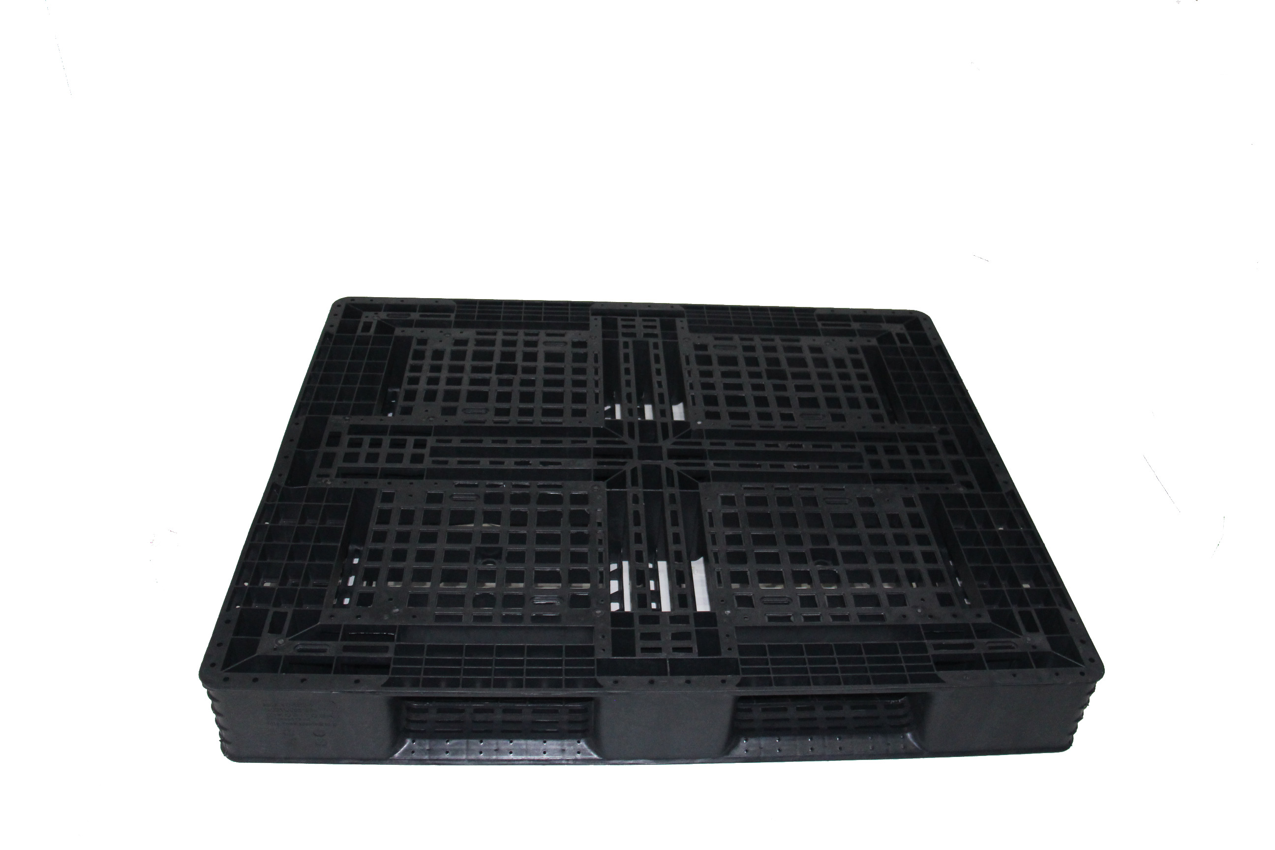 Pallet Nhựa Khôi Việt 1200 × 1000 × 150mm chân 4 thanh giằng màu đen