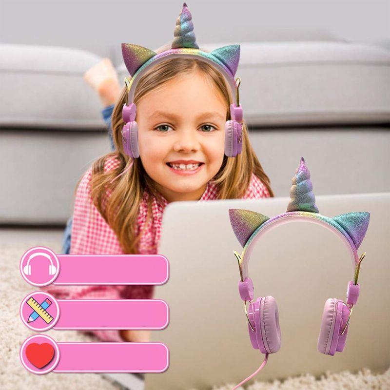 Búp Bê Bất Ngờ Dễ Thương Kỳ Lân Có Dây Tai Nghe Có Micro Âm Nhạc Stereo Tai Nghe Máy Tính Di Động Điện Thoại Tai Nghe Trẻ Em Quà Tặng