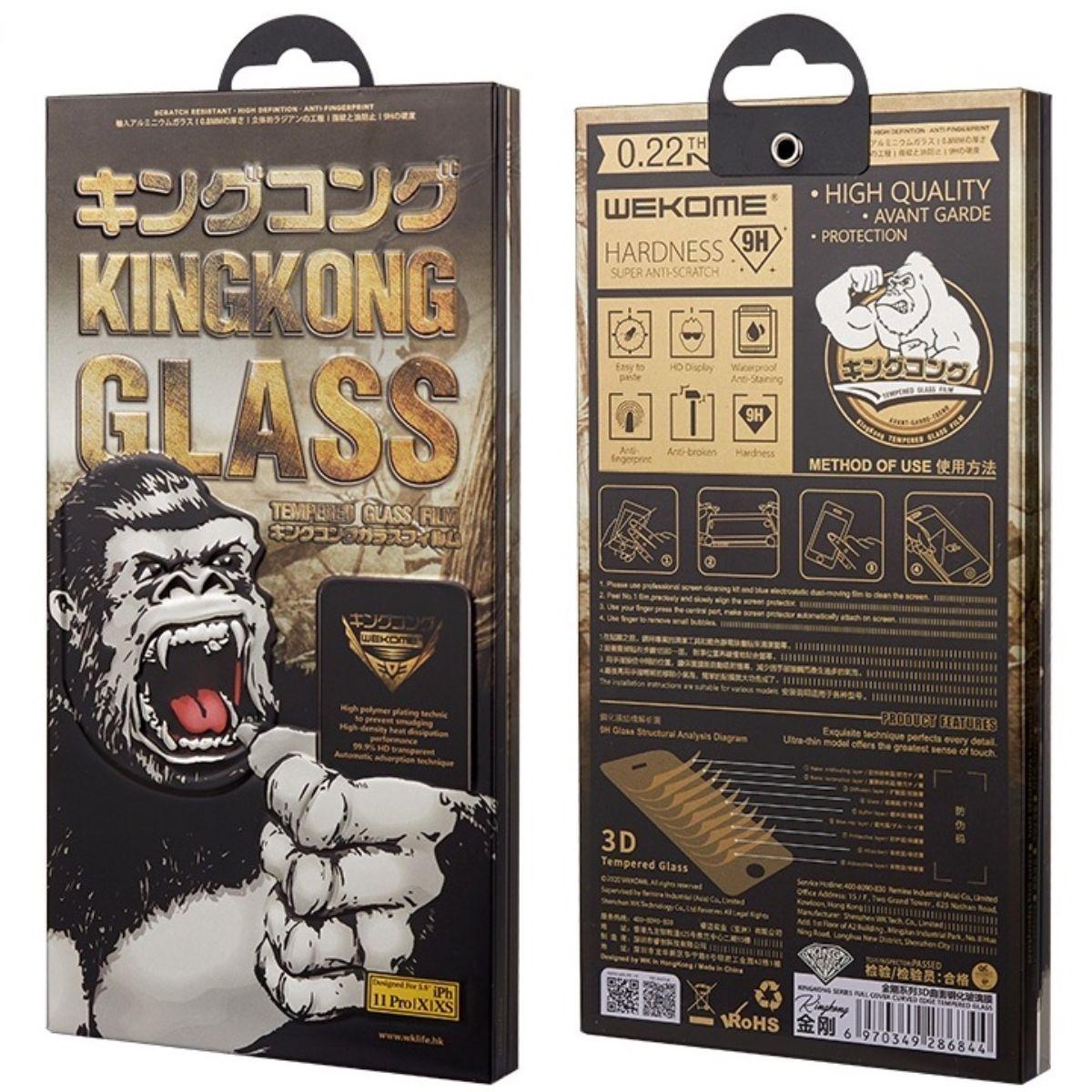 Kính cường lực KingKong WTP-009 trong 3D full viền WEKOME (hộp sắt đen) cho dòng điện thoại iP (BASEUS)- hàng chính hãng