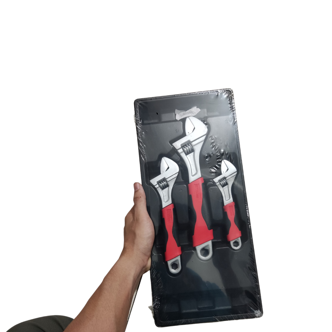 Bộ 3 mỏ lết, mỏ lết răng cán cầm cao su chắc chắn TRHN1121