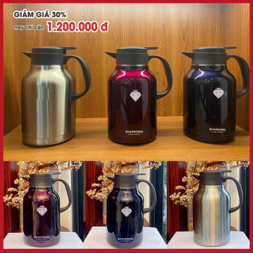 Bình Giữ Nhiệt, Phích Pha Trà DIAMOND Lõi Inox 304 Hàng Chính Hãng Giữ Nhiệt Nóng Lạnh